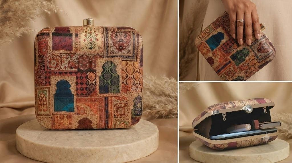 Mughal Heritage Architectural Print Box Clutch