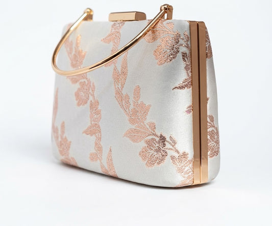 Opal Elegance Jacquard Floral Frame Clutch