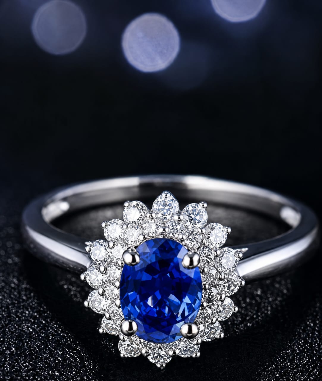 Blue Sapphire CZ Cocktail Ring