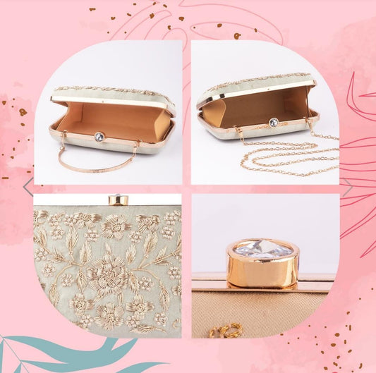 Royal Bloom Embroidered Luxe Clutch