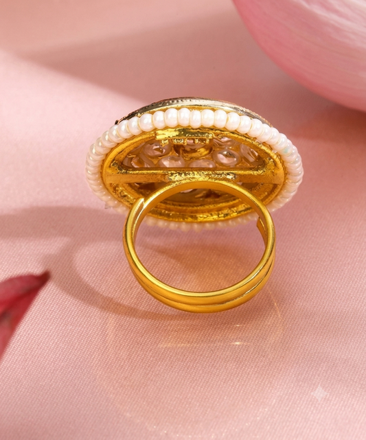 The Royal Kundan & Pearl Medallion Statement Ring