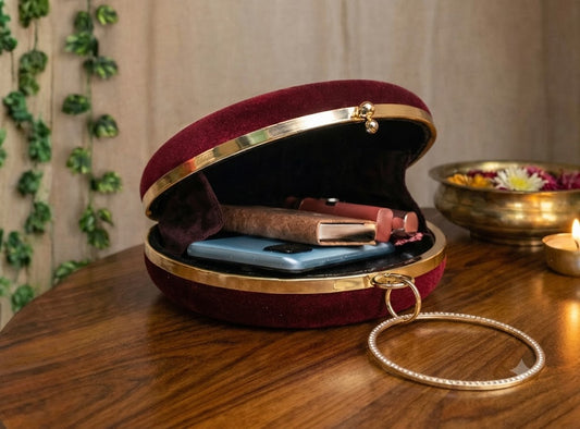 The Royal Crimson Pearl Tassel Clutch