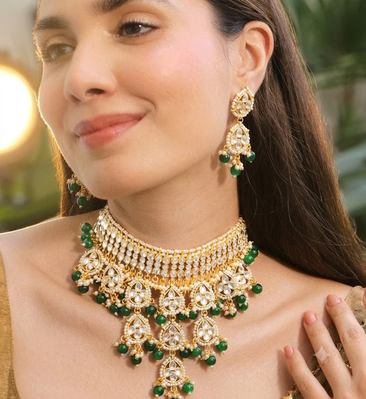 Majestic Emerald & Kundan Bridal Choker Set