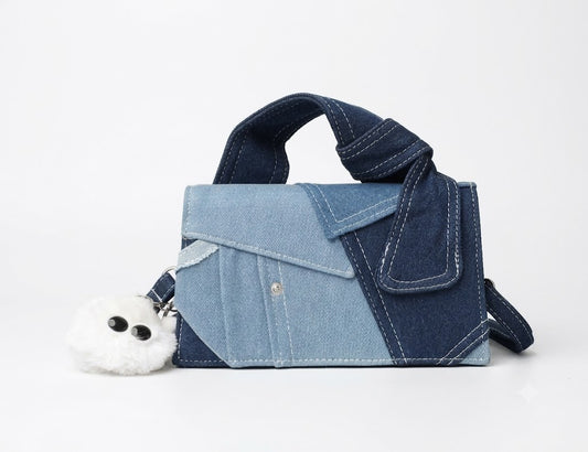 Retro Patchwork Denim Knot Bag