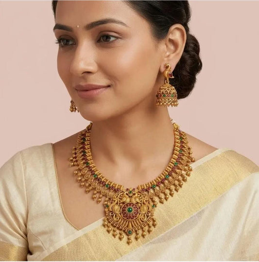 Royal Peacock Temple Jewelry Set – Timeless Indian Grandeur