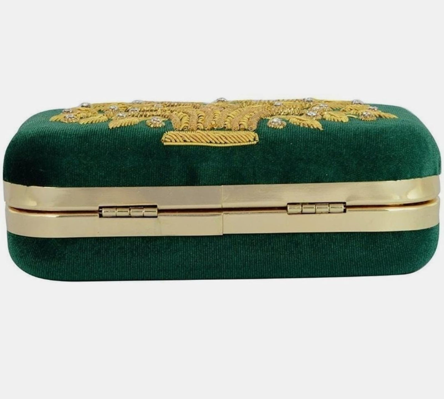 Royal Emerald Bloom – Handcrafted Statement Clutch