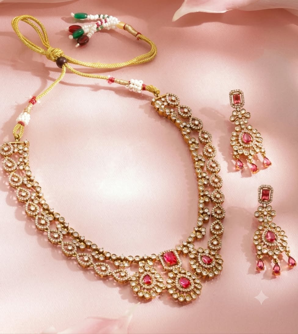 The Royal Heritage: Antique Gold & Ruby Polki Necklace Set
