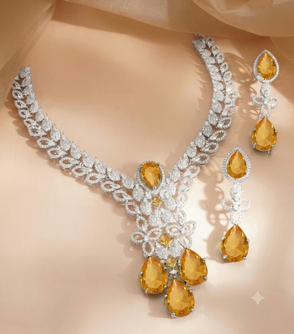 The Imperial Solstice: Silver & Citrine Gemstone Statement Set