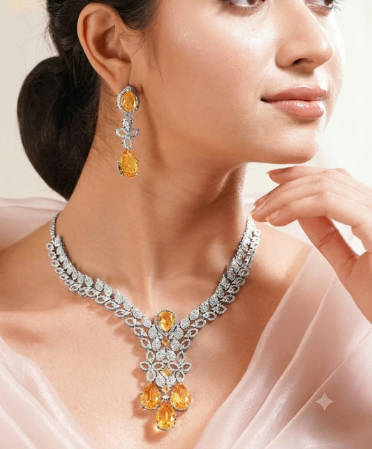 The Imperial Solstice: Silver & Citrine Gemstone Statement Set