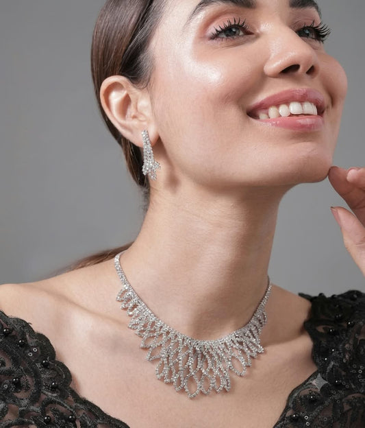 The Midnight Starlight: Crystal Lattice Bib Necklace