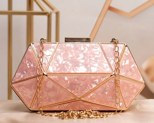 The Rose Quartz Geometric Prism Clutch