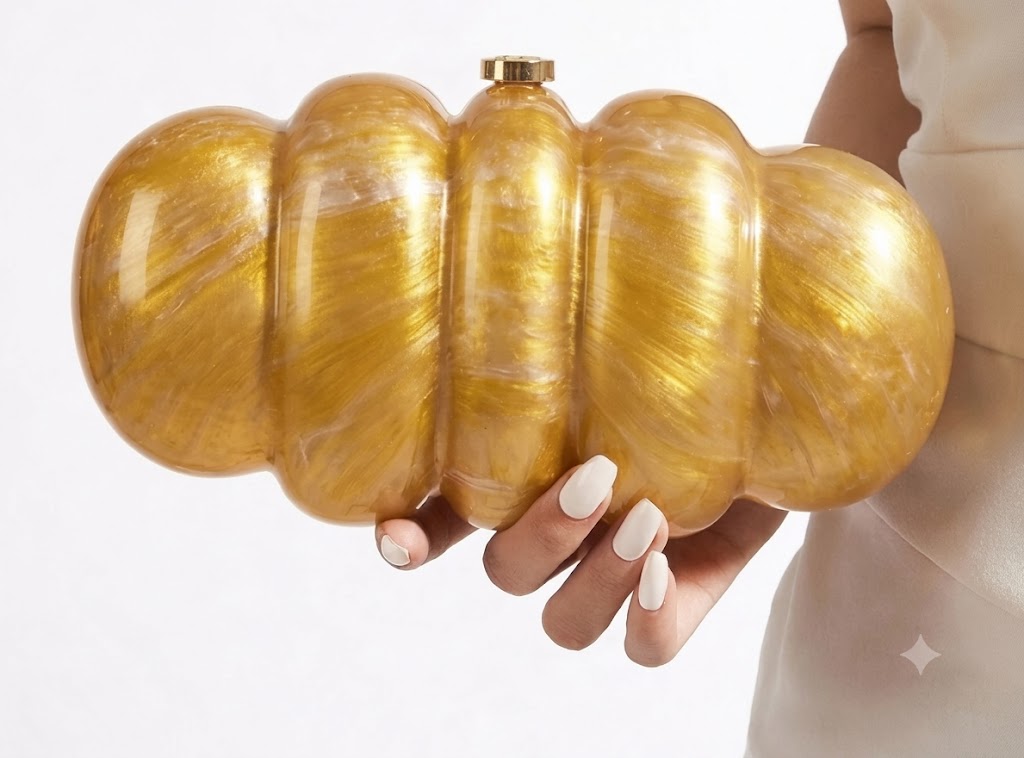 The Aurelia Ribbed Gold Minaudière