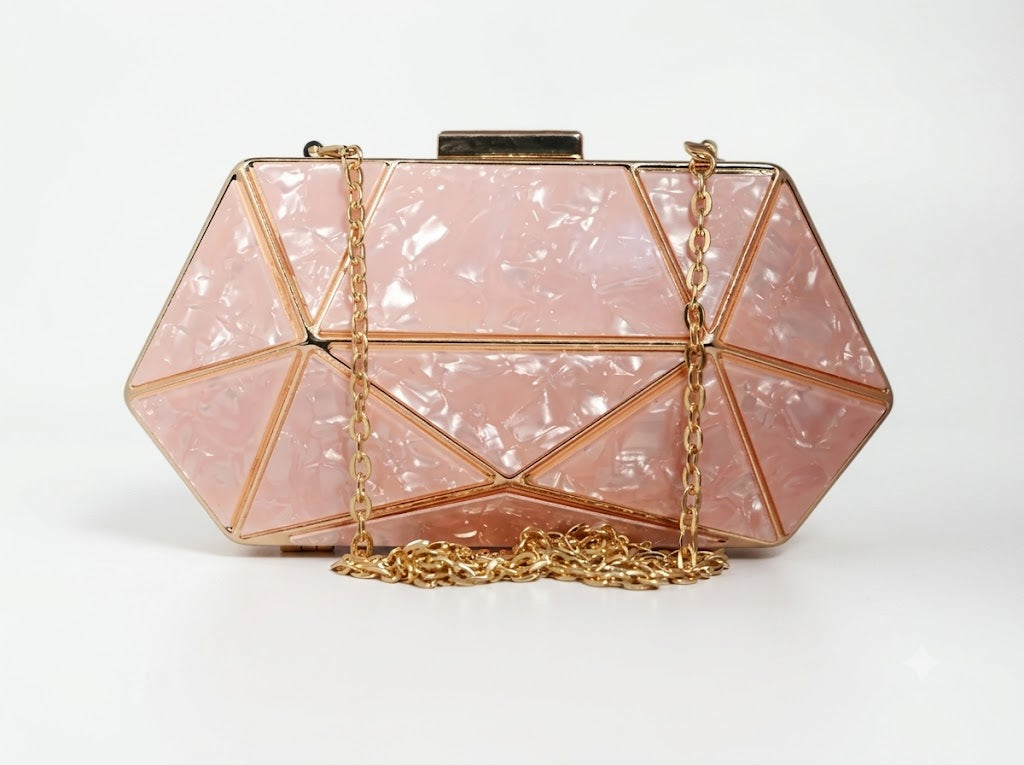 The Rose Quartz Geometric Prism Clutch