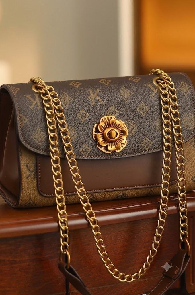 Golden Bloom Monogram Chain Shoulder Bag