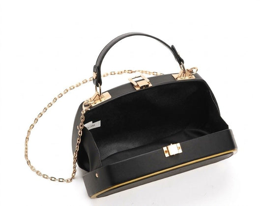 The Noir Geometric Luxe Frame Clutch