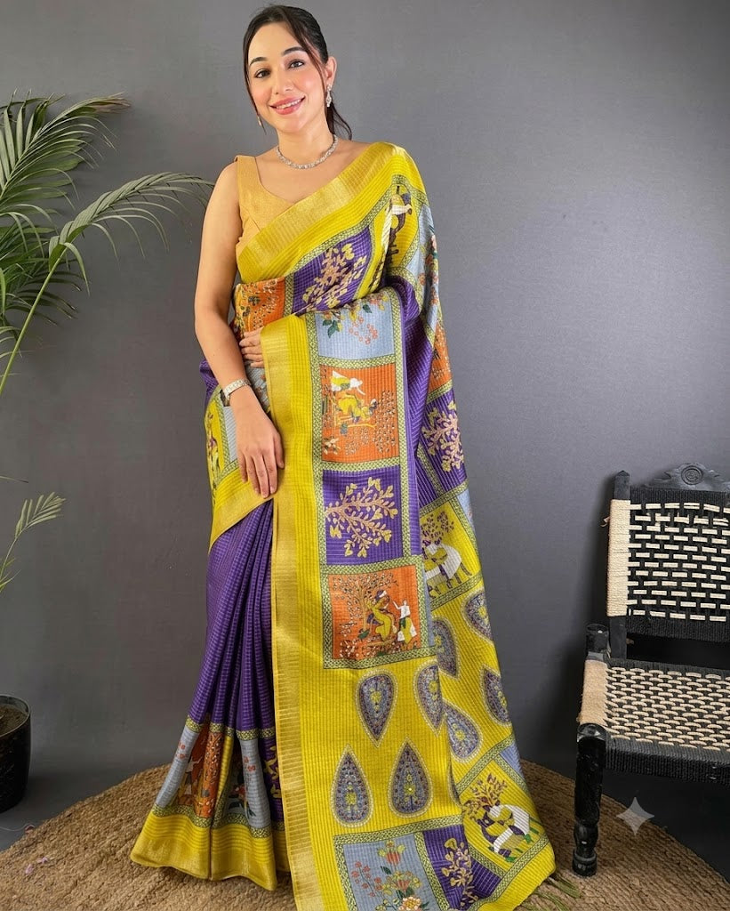 The Celestial Bloom Manipuri Cotton Silk Saree