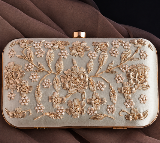 Royal Bloom Embroidered Luxe Clutch