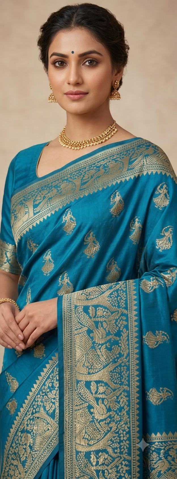 Azure Royalty — Exquisite Resham Baluchuri Saree