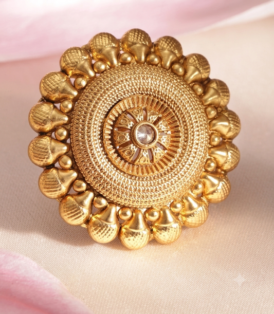 The Royal Sunburst Antique Gold Statement Ring