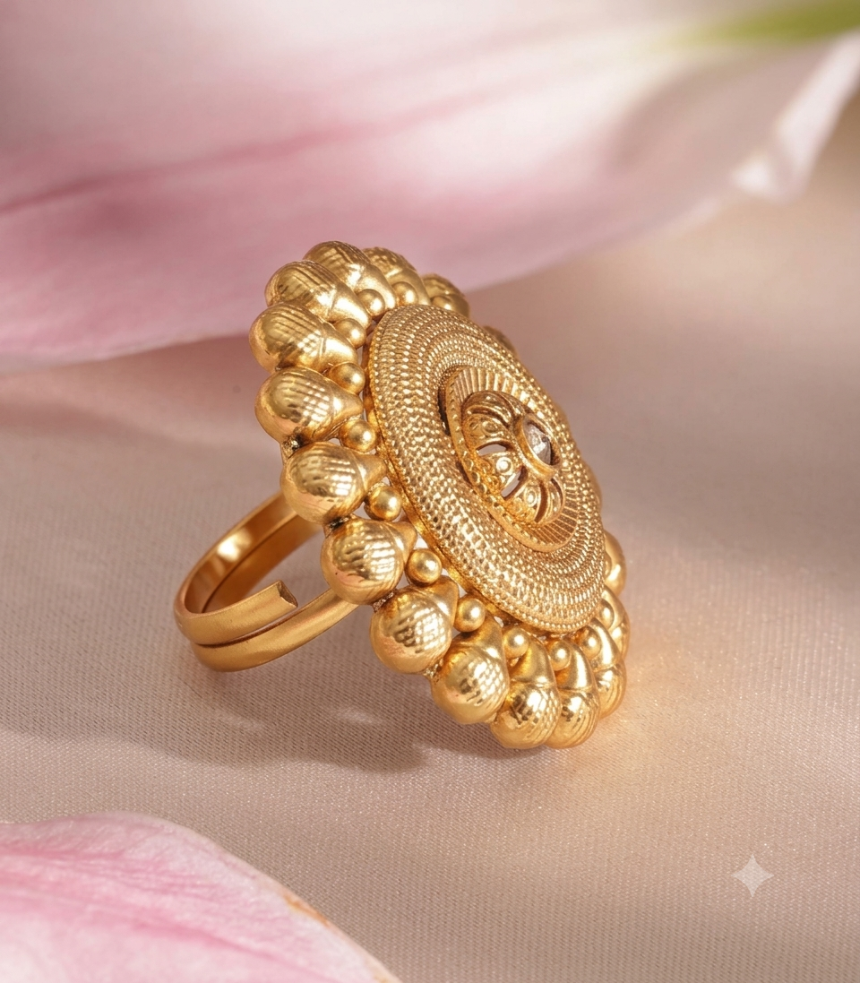 The Royal Sunburst Antique Gold Statement Ring
