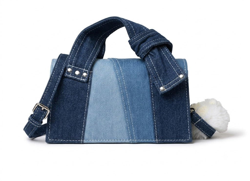 Retro Patchwork Denim Knot Bag