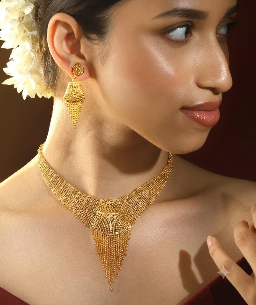 The Golden Cascade Filigree Choker Set