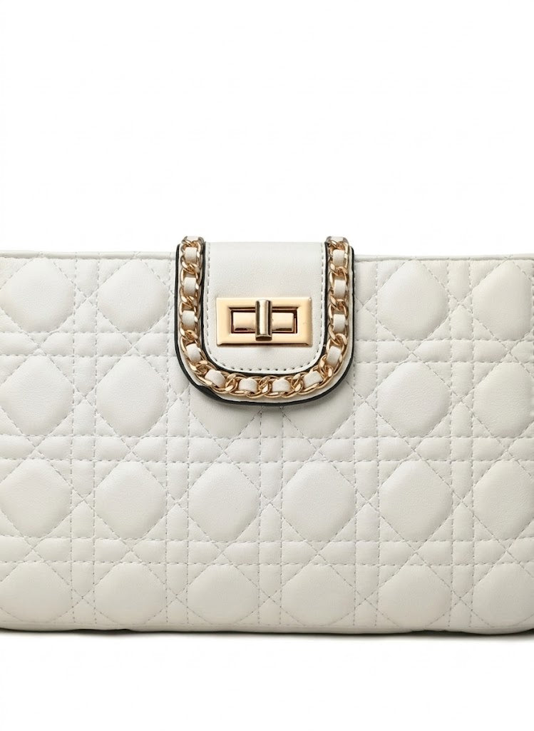 The Ivory Cannage Chain-Bound Clutch