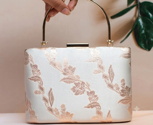 Opal Elegance Jacquard Floral Frame Clutch