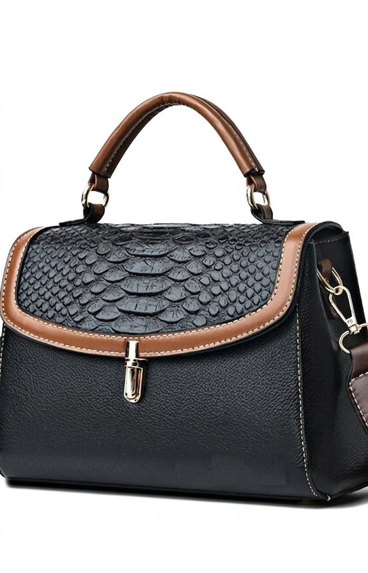 The Onyx & Cognac Croc-Embossed Satchel