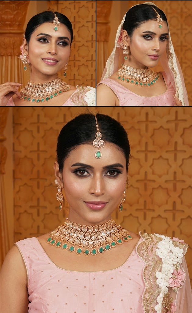 The Imperial Grace: Gold Kundan & Mint Emerald Bridal Choker Set