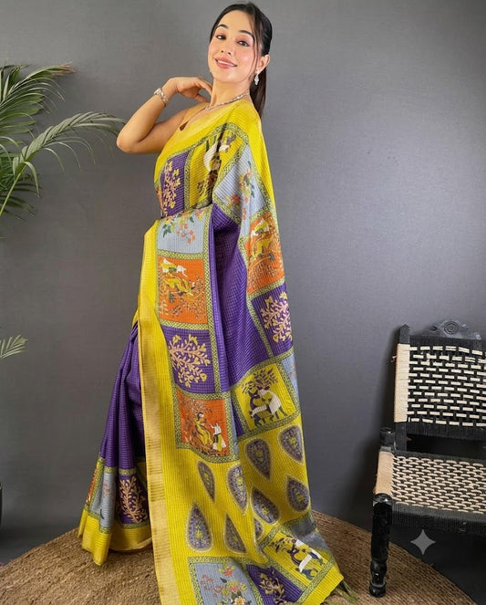The Celestial Bloom Manipuri Cotton Silk Saree