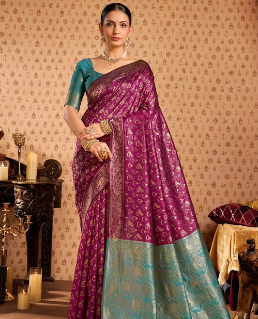 Royal Magenta & Peacock Blue Paithani Silk Saree