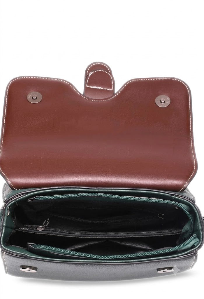 Emerald Croc-Embossed Saddle Satchel