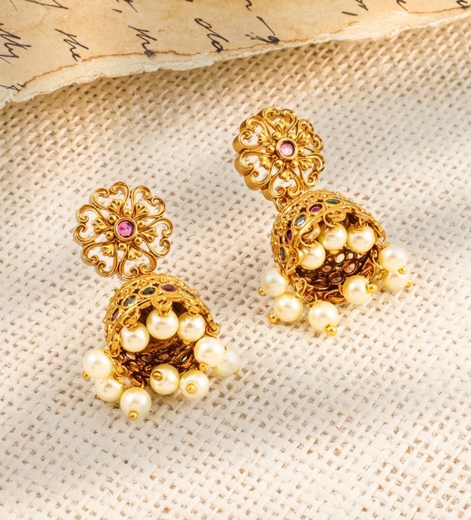 Divine Goddess Lakshmi Haram & Jhumka Set