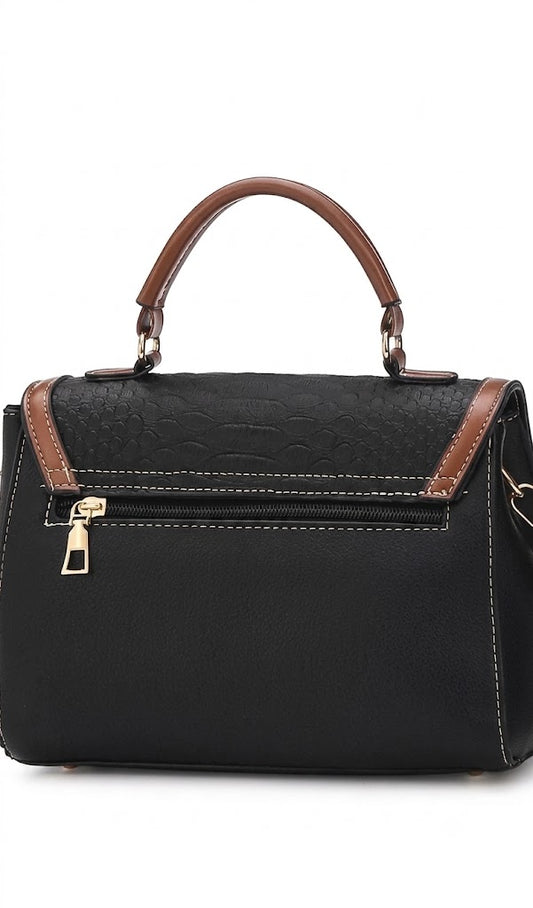 The Onyx & Cognac Croc-Embossed Satchel