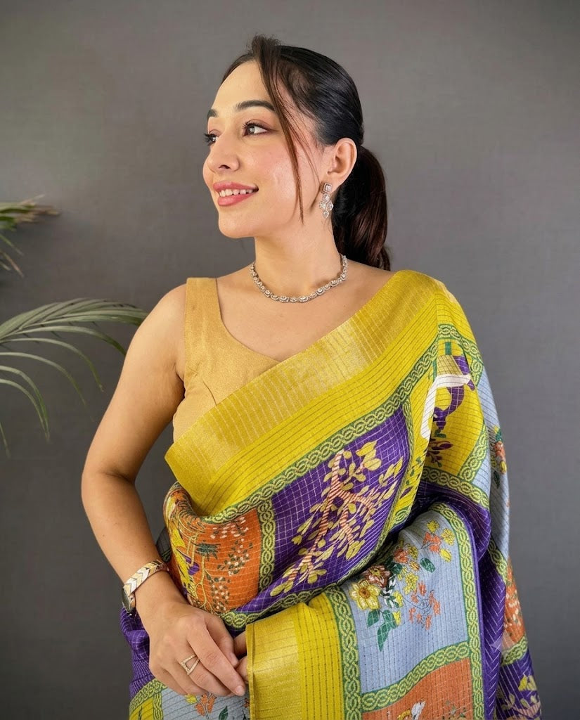 The Celestial Bloom Manipuri Cotton Silk Saree