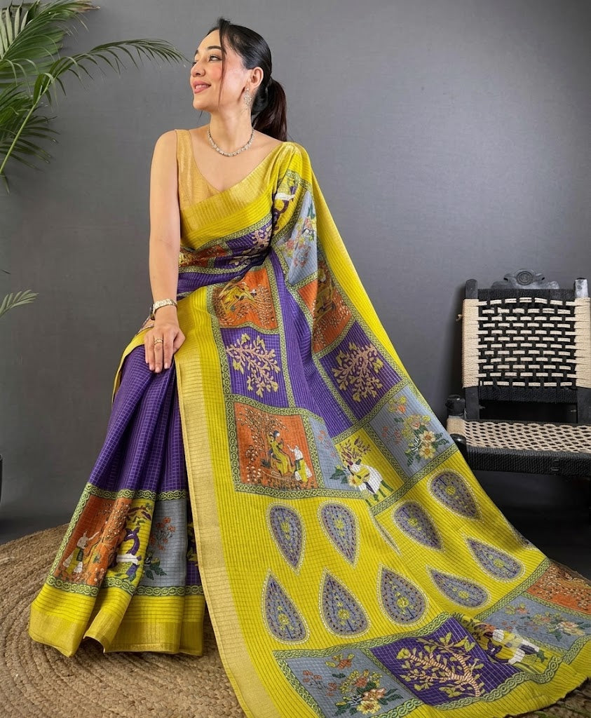 The Celestial Bloom Manipuri Cotton Silk Saree