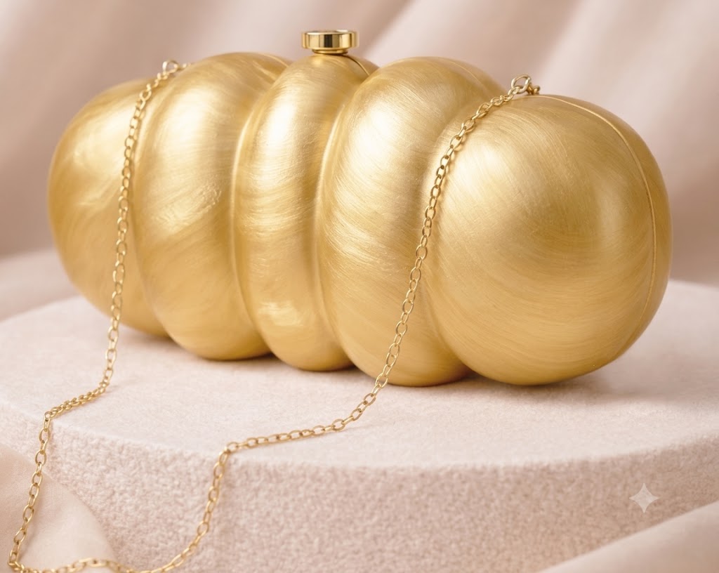 The Aurelia Ribbed Gold Minaudière