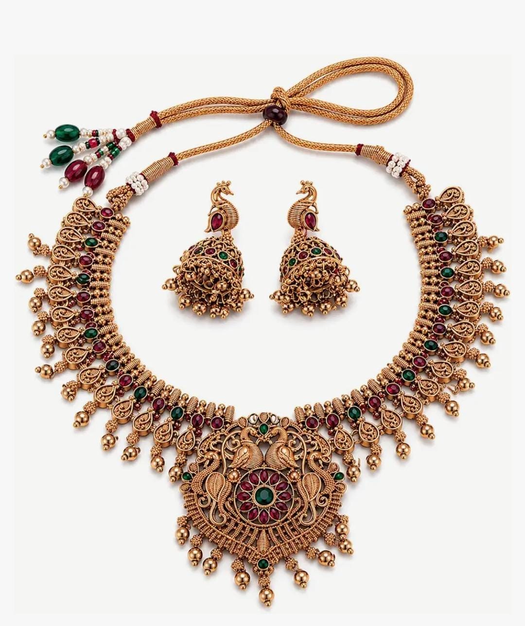 Royal Peacock Temple Jewelry Set – Timeless Indian Grandeur