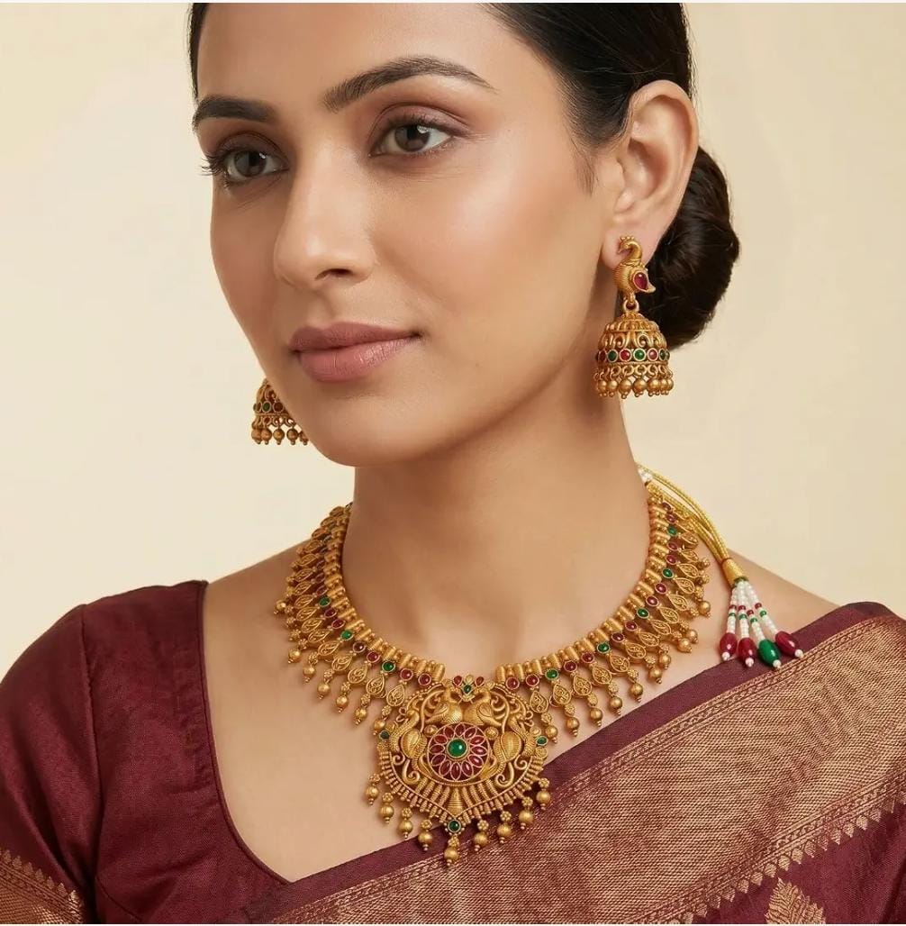Royal Peacock Temple Jewelry Set – Timeless Indian Grandeur