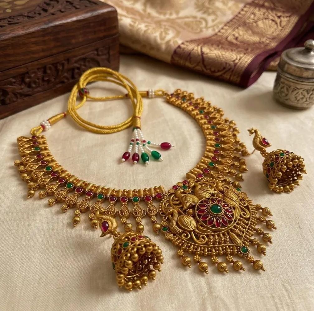 Royal Peacock Temple Jewelry Set – Timeless Indian Grandeur