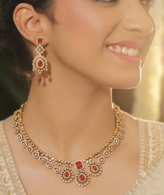 The Royal Heritage: Antique Gold & Ruby Polki Necklace Set