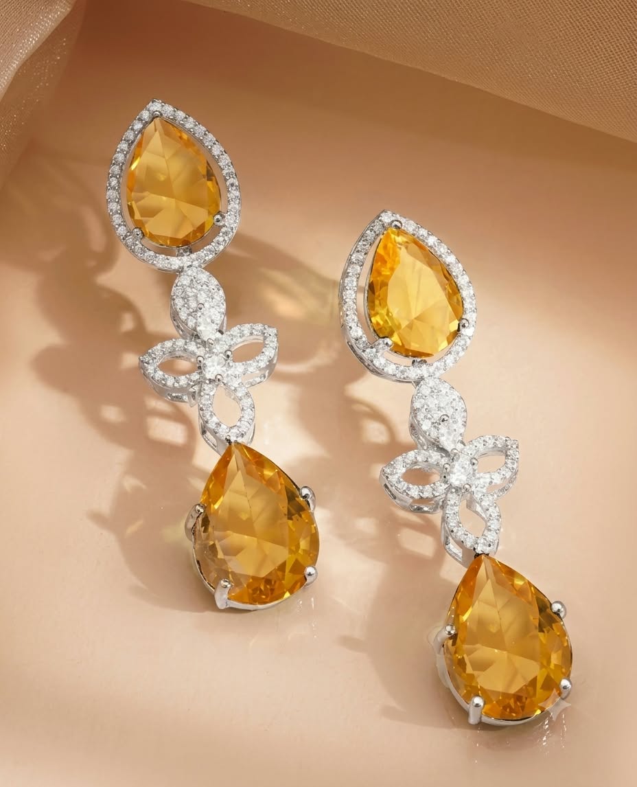 The Imperial Solstice: Silver & Citrine Gemstone Statement Set