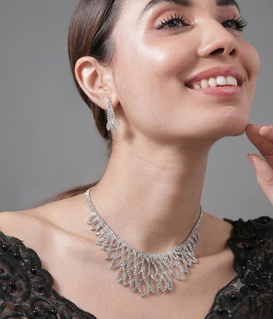 The Midnight Starlight: Crystal Lattice Bib Necklace