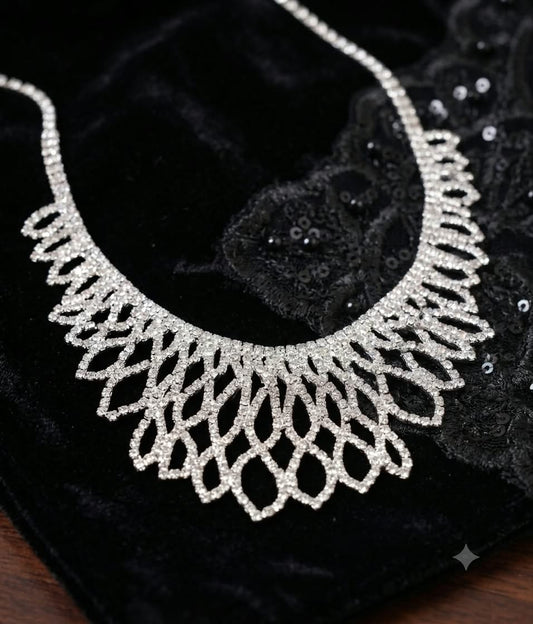 The Midnight Starlight: Crystal Lattice Bib Necklace