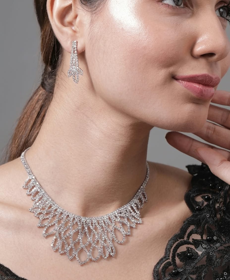 The Midnight Starlight: Crystal Lattice Bib Necklace