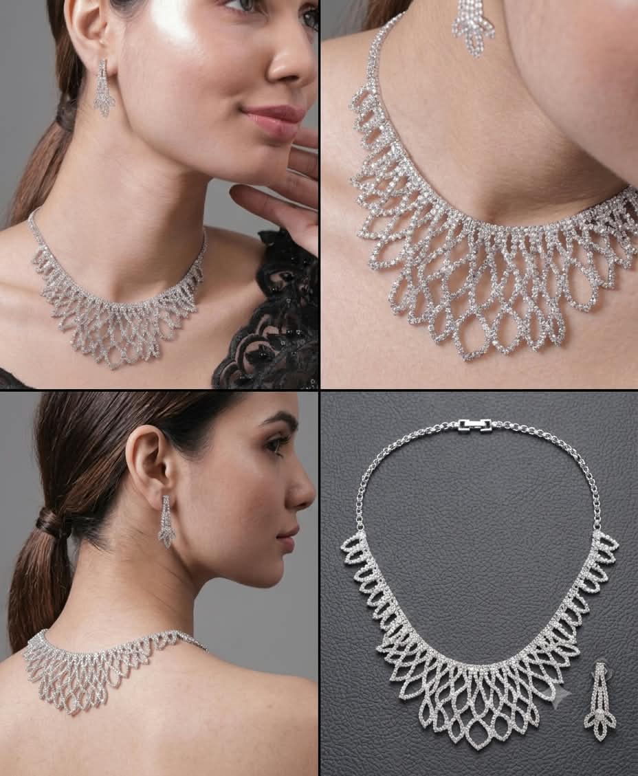The Midnight Starlight: Crystal Lattice Bib Necklace