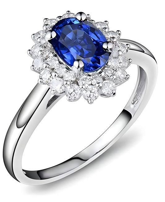 Blue Sapphire CZ Necklace and Earring Set