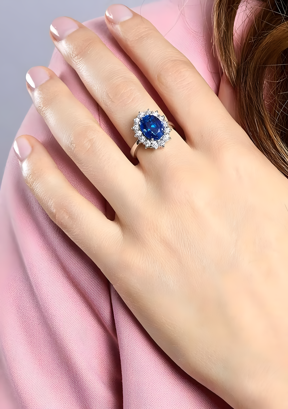 Blue Sapphire CZ Necklace and Earring Set - full view