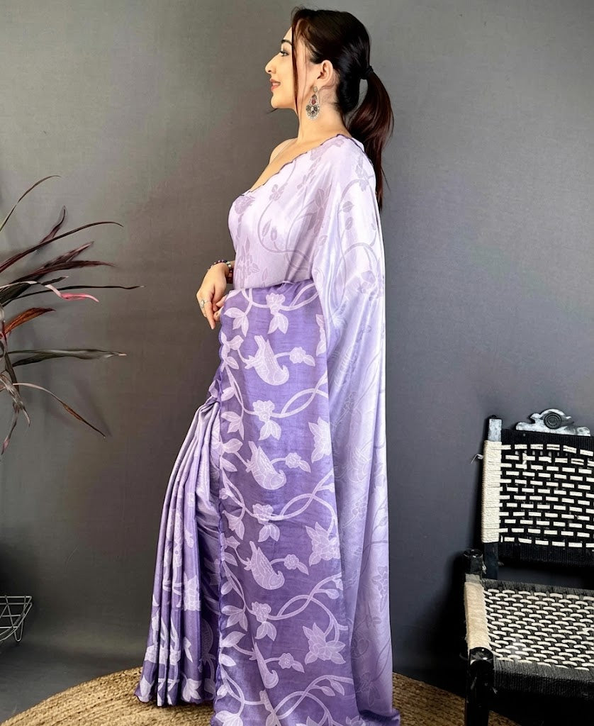 The Lavender Whisper Scallop Manipuri Silk Saree
